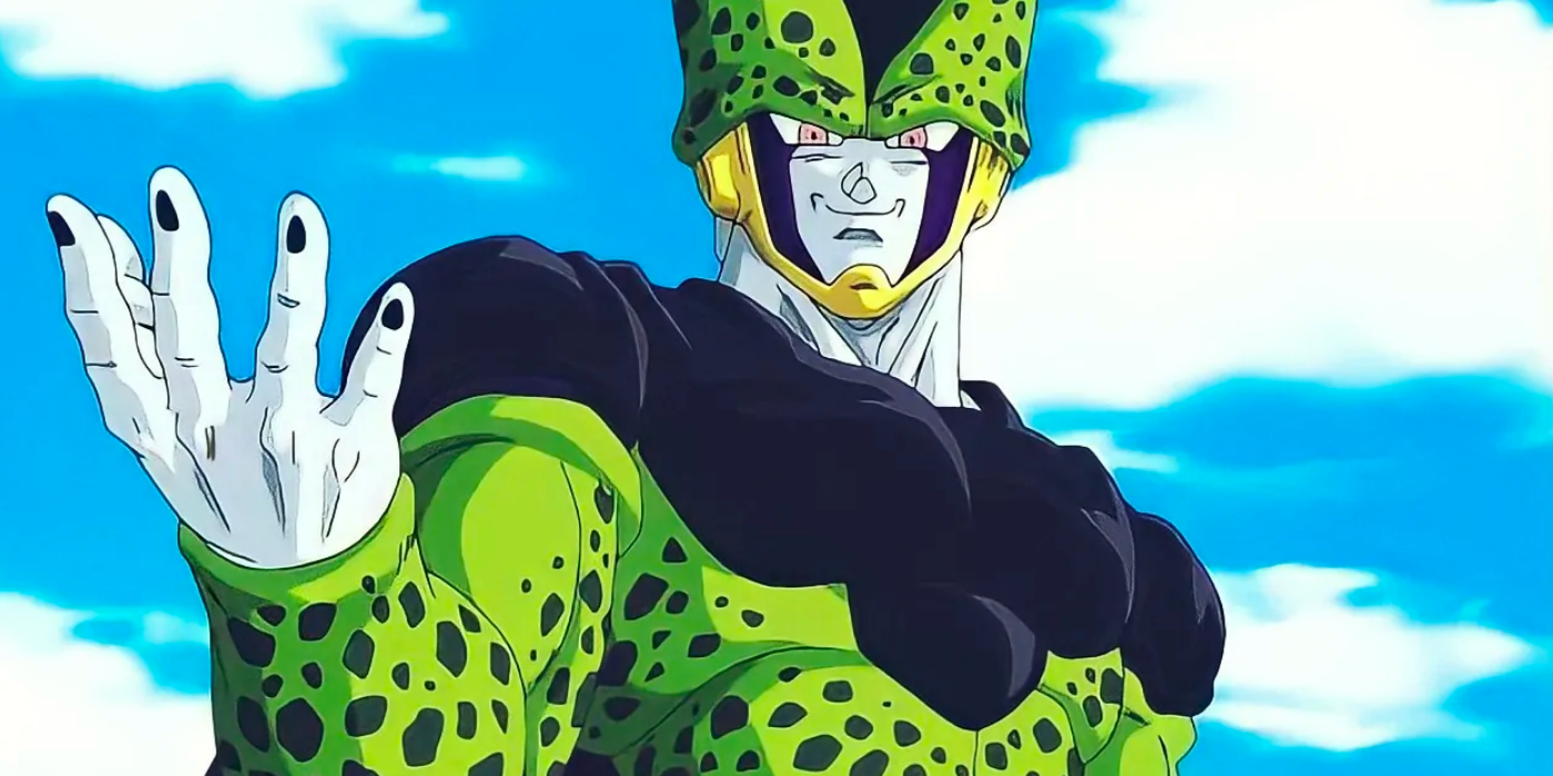 Perfect Cell flexing his power in Dragon Ball Z