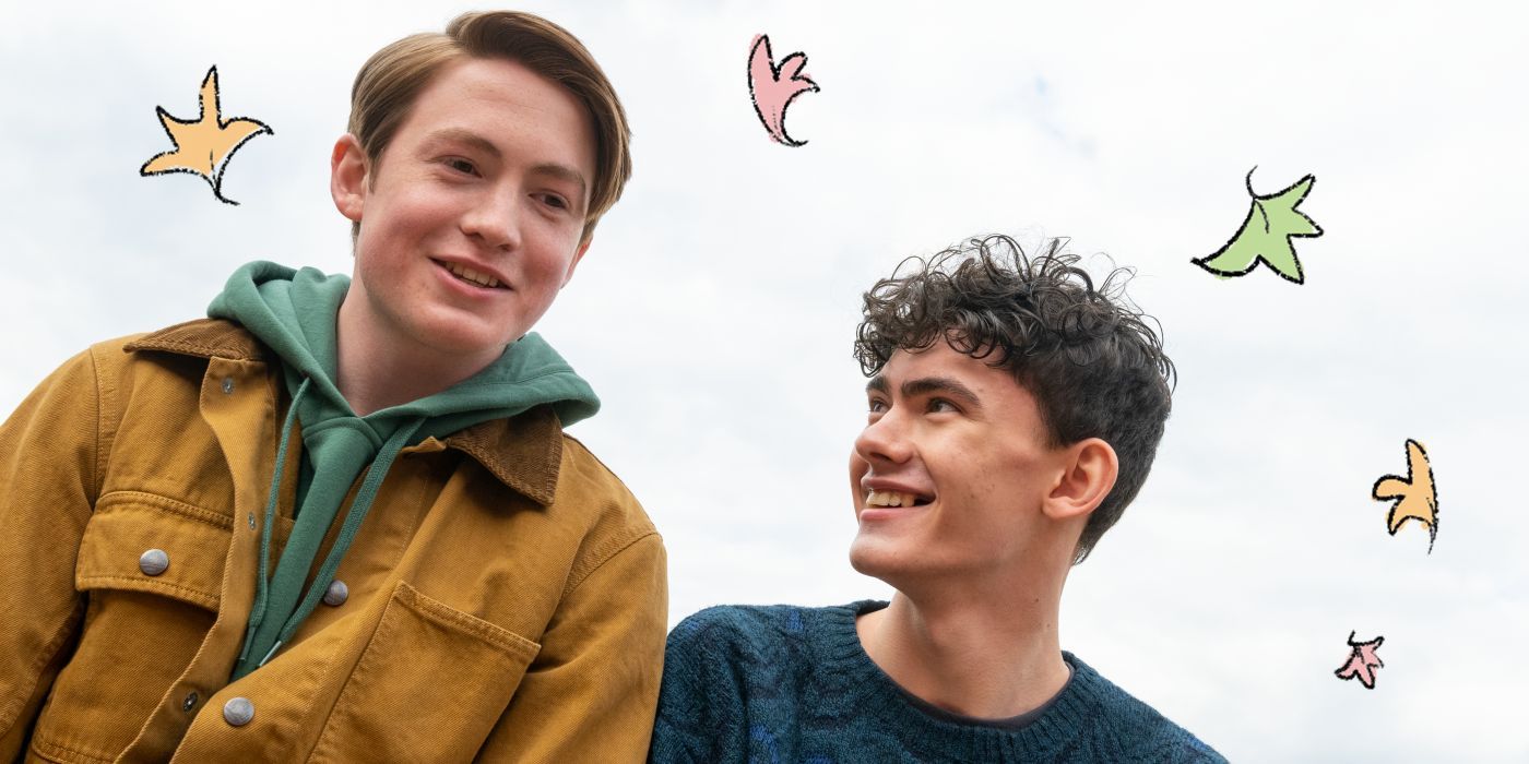 On Netflix's Heartstopper, Nick Nelson and Charlie Spring share a happy moment.