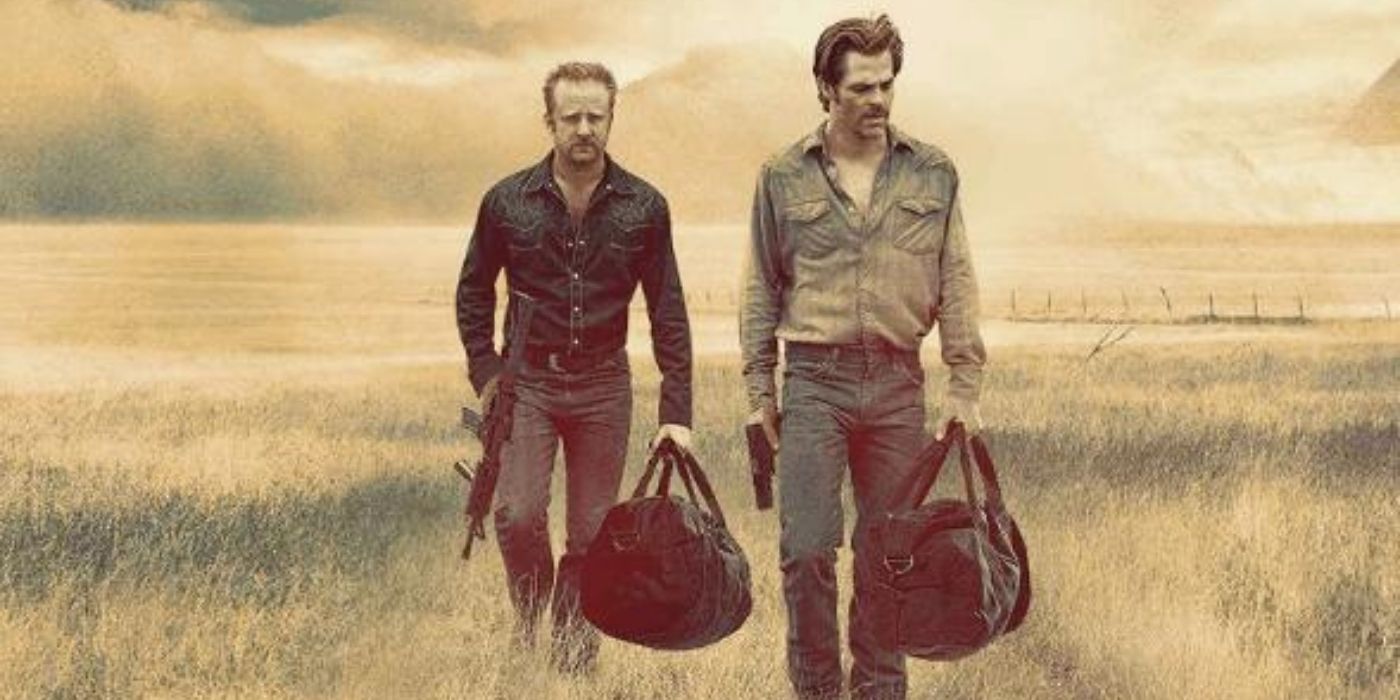 Ben Foster and Chris Pine carry guns and duffel bags in Hell or High Water