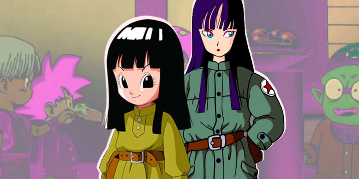 Dragon Ball Super's younger Mai standing in front of the older version of herself