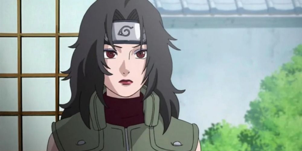 Kurenai wearing her jonin vest in Naruto.