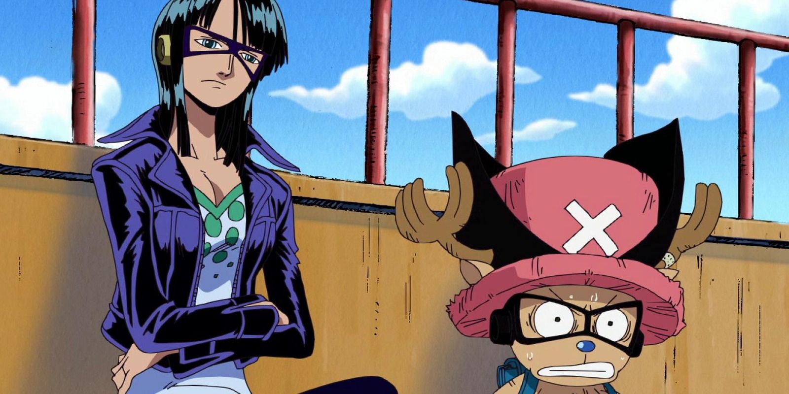 Robin and Chopper after being stolen by Foxy in One Piece.