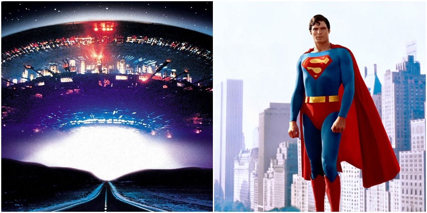 header for sci-fi films of 70s, with Christopher Reeve Superman and Close Encounters of the Third Kind posters