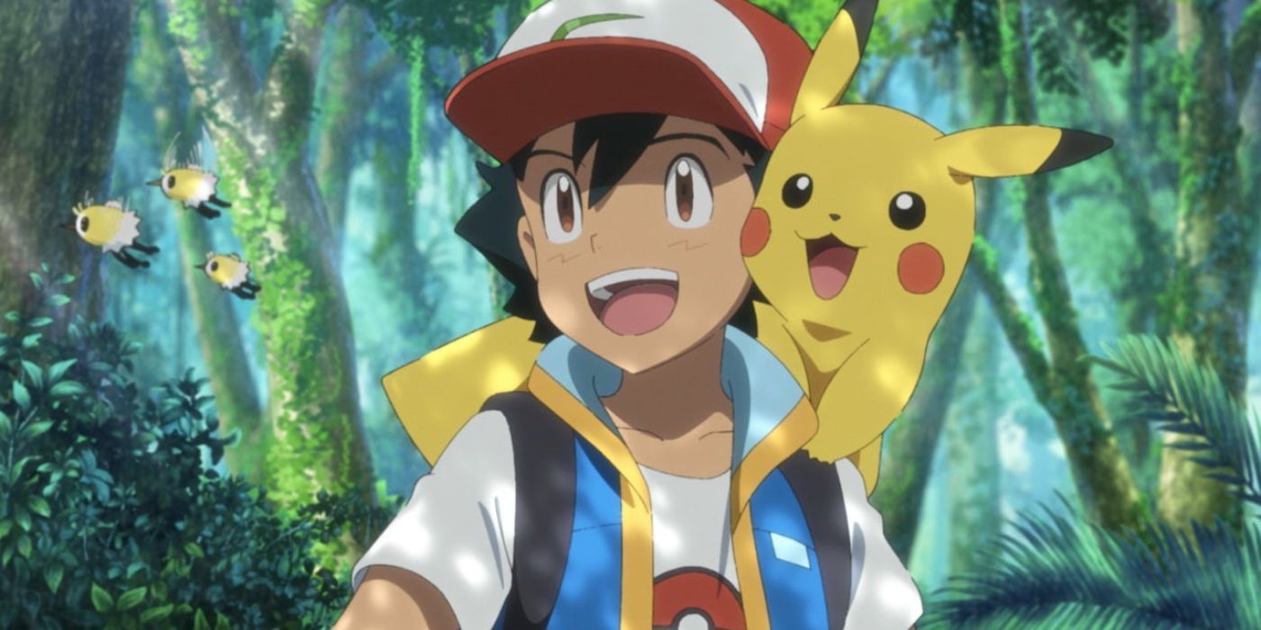 Ash and Pikachu Smiling in Pokemon Secrets of the Jungle.