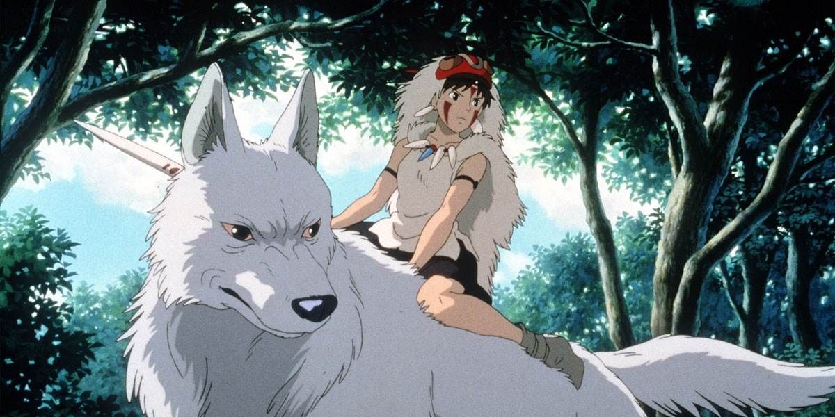 princess mononoke San riding a wolf
