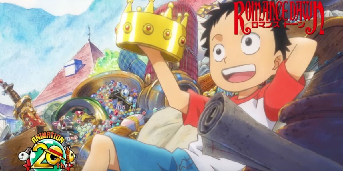 7-year-old Luffy D. Monkey sitting on treasure in the Romance Dawn arc of One Piece
