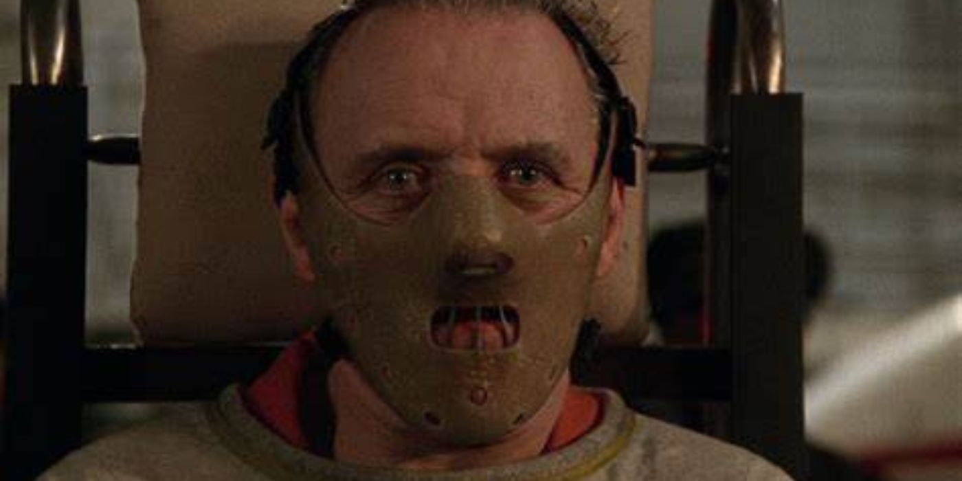Anthony Hopkins in a mask in Silence of the Lambs