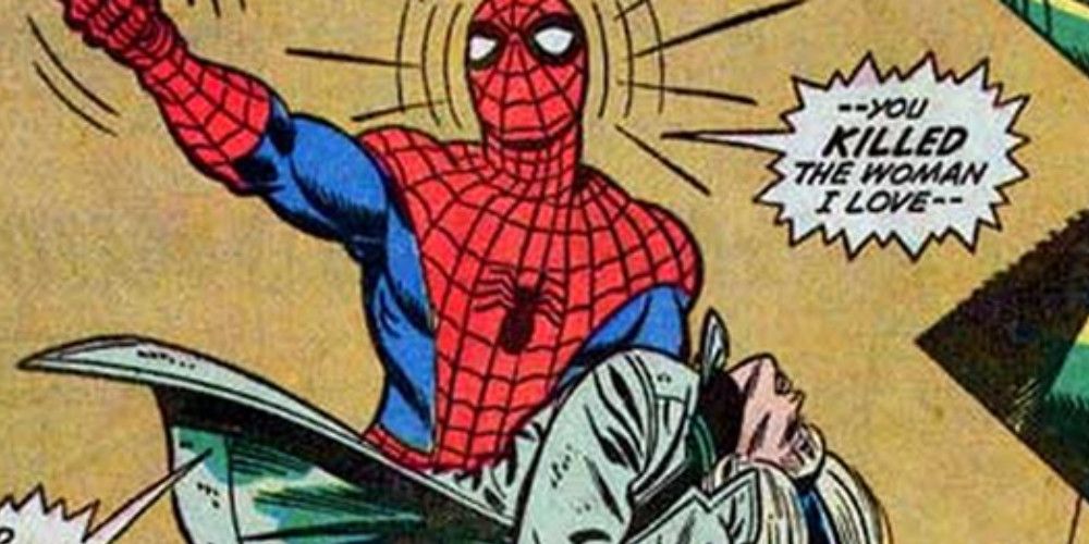 Marvel Comics' Spider-Man holding Gwen Stacy's body