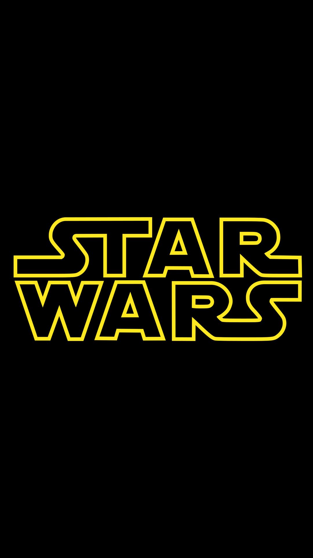 In the center of this image is a portrait image of the classic banner of the Star Wars logo franchise.