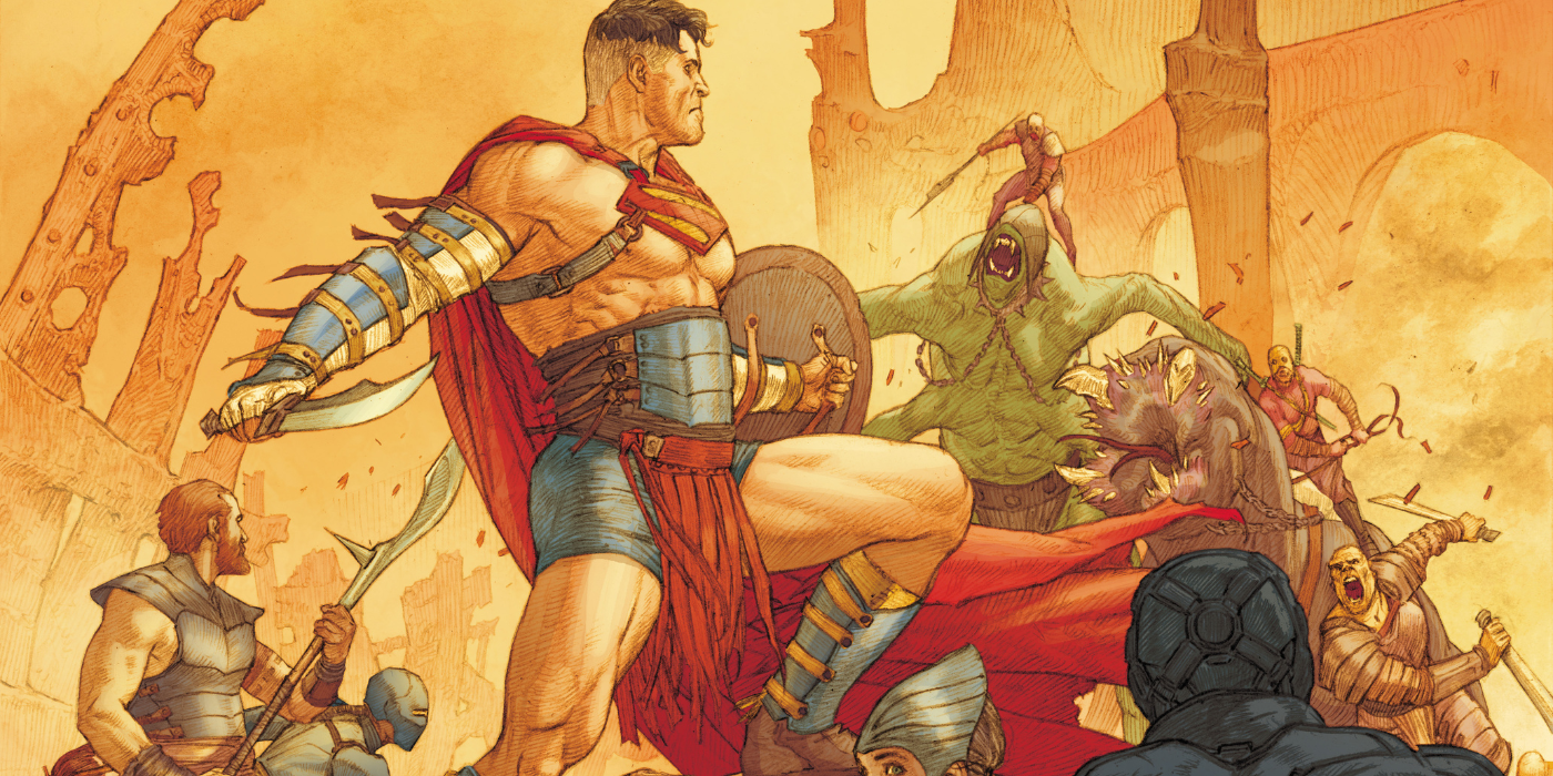 Superman in gladitorial armor in DC Comics' Warworld Saga