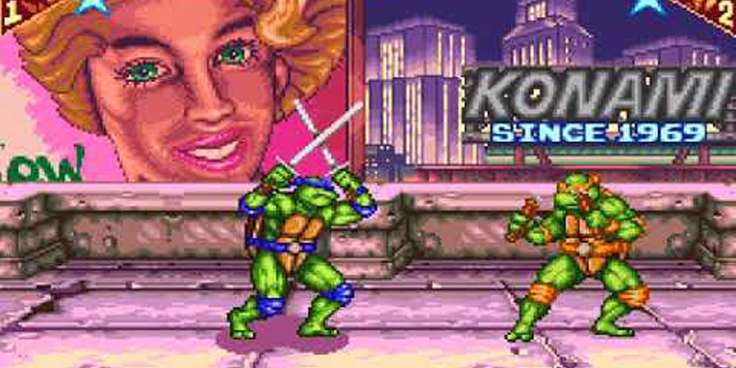 Leonardo and Raphael fight in Teenage Mutant Ninja Turtles: Tournaments Fighters.