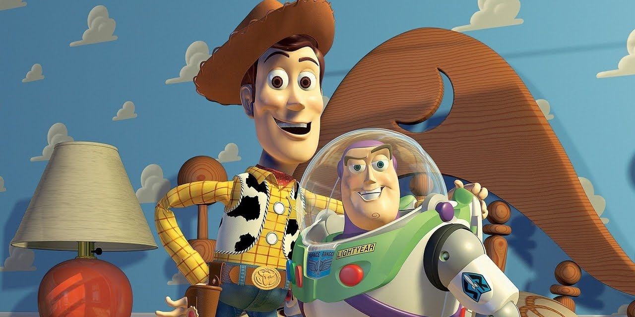 Woody and Buzz Lightyear in Toy Story.