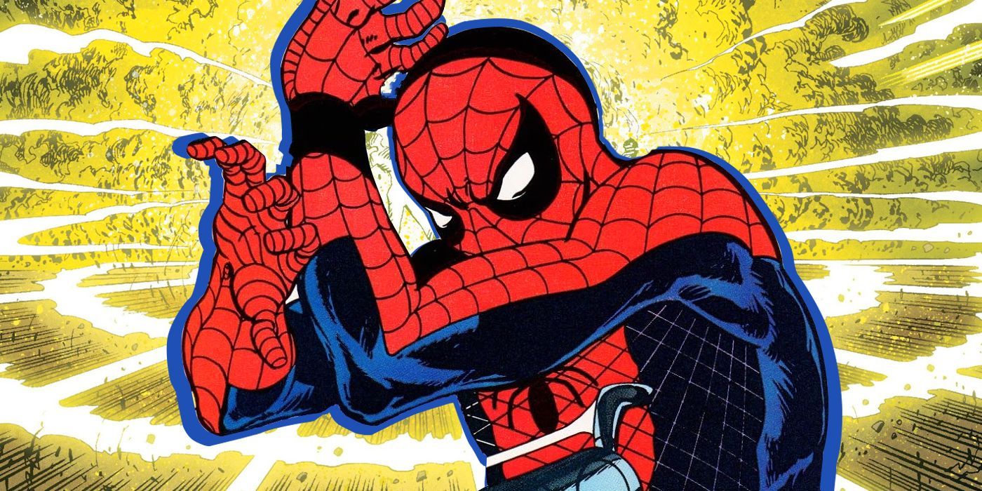 Spider-Man cowers from Doc Ock's tendril in Web of Spider-Man comic