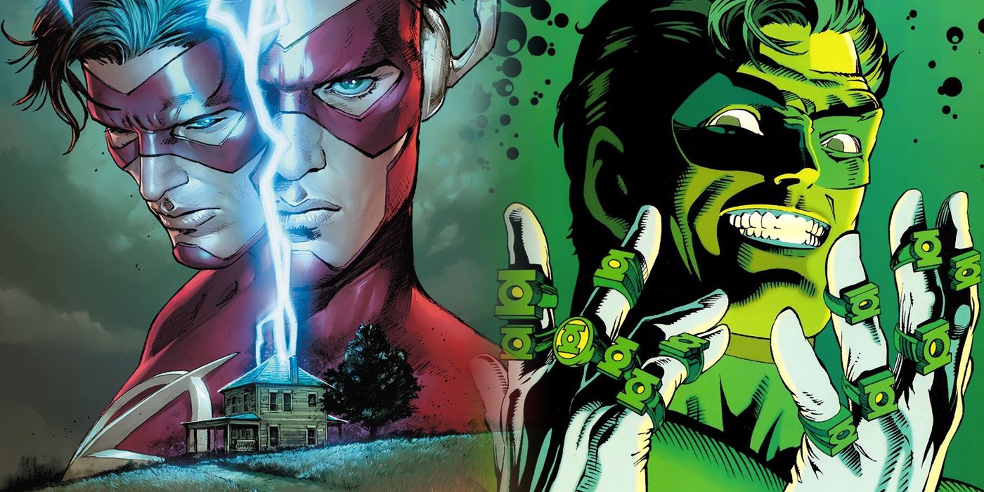 Flash from Heroes in Crisis and Green Lantern from Emerald Twilight split image