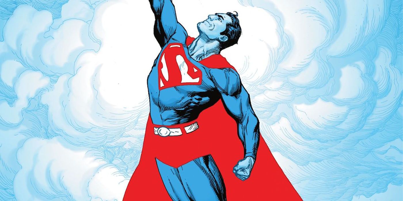 Superman flying through the sky in DC Comics