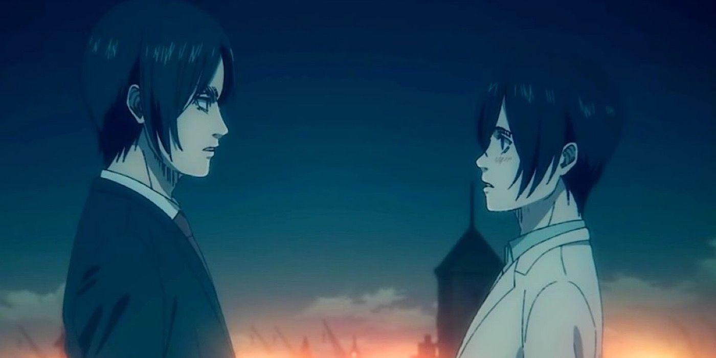 Eren and Mikasa face to face in Attack On Titan