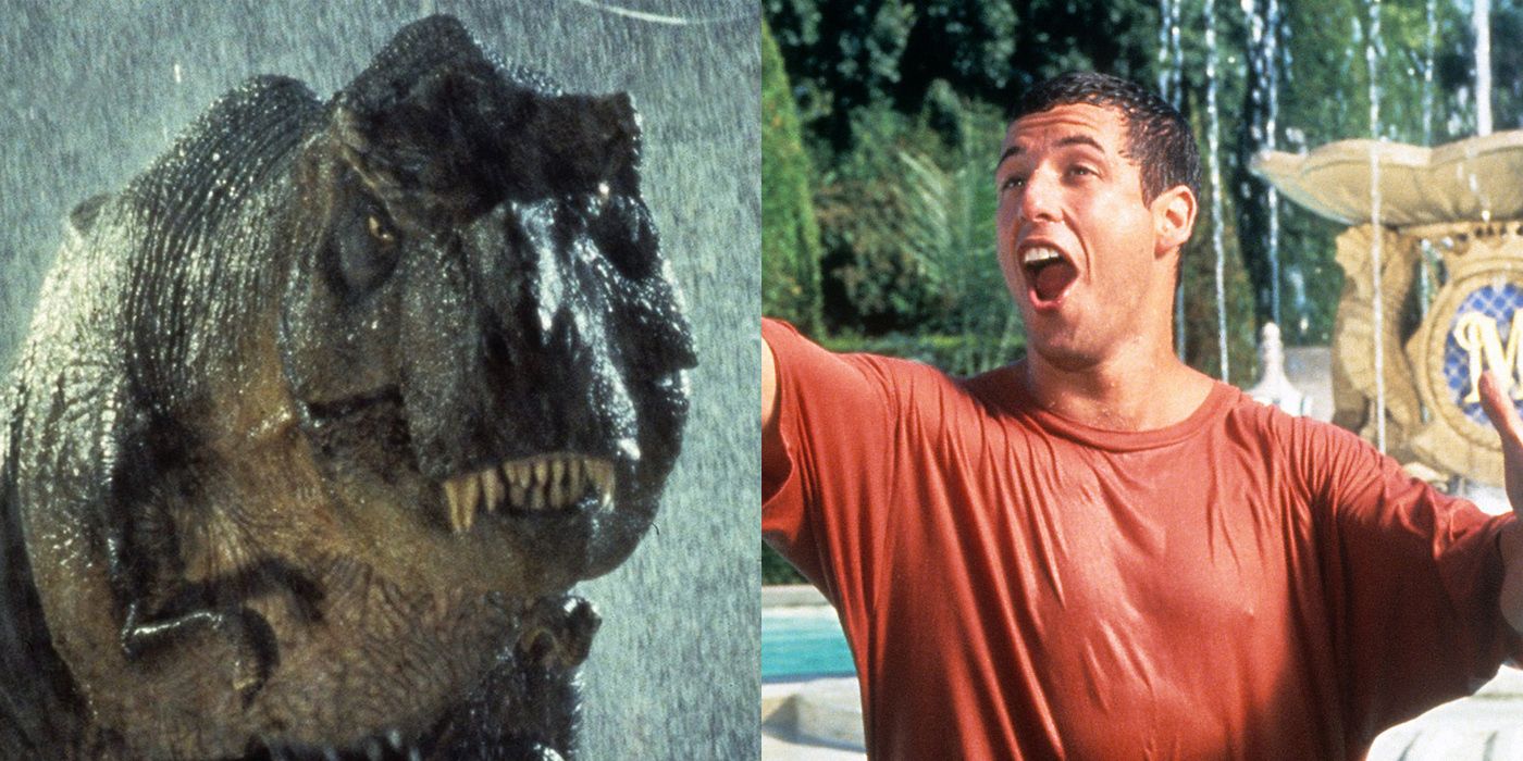 T-Rex from Jurassic Park and Adam Sandler in Billy Maddison
