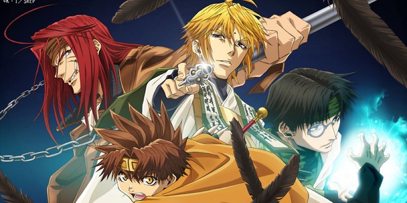 Sanzou and other characters in combat poses for a Saiyuki Reload- Zeroin promo