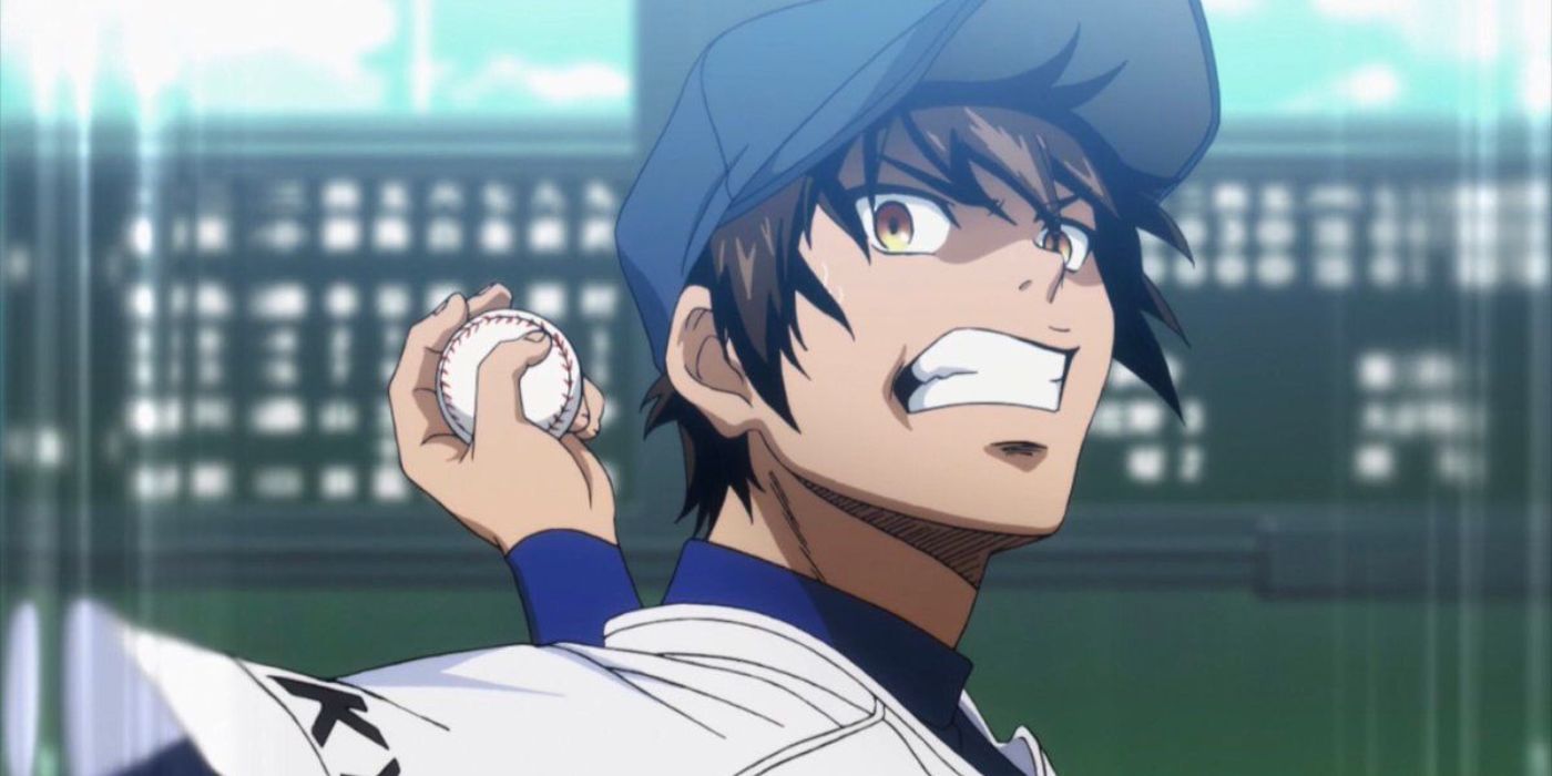 Eijun pitching in Ace of Diamond.