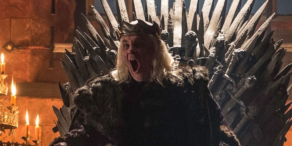 Aerys II Targaryen gritando no Trono de Ferro em Game of Thrones