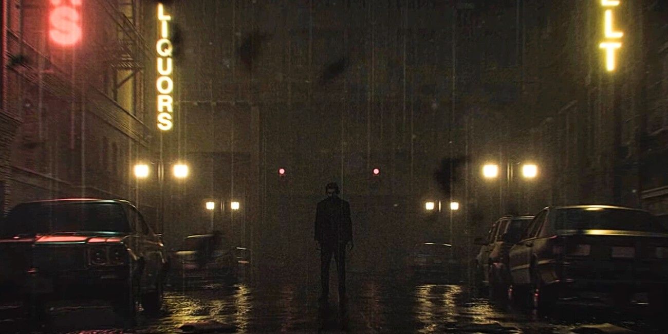 Concept art depicting Alan standing in the rain in the upcoming Alan Wake sequel, courtesy of Remedy.