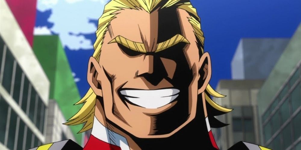 All Might smiling at the camera in My Hero Academia