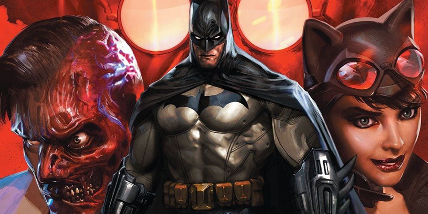 Batman, Two-Face, and Catwoman fight in Arkham City