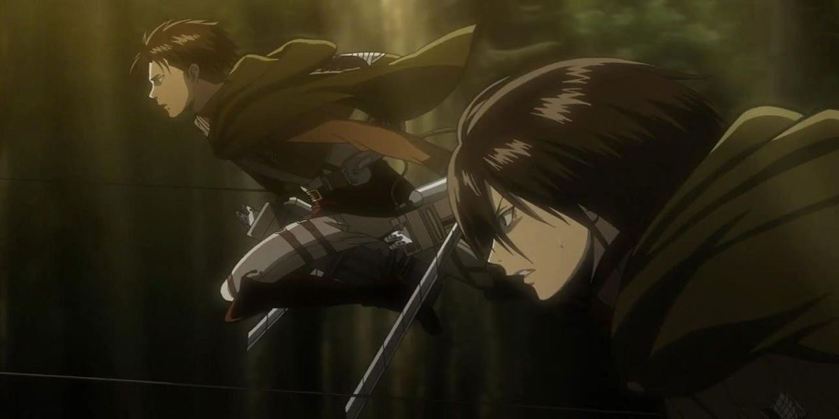 Mikasa and Levi in Attack On Titan.