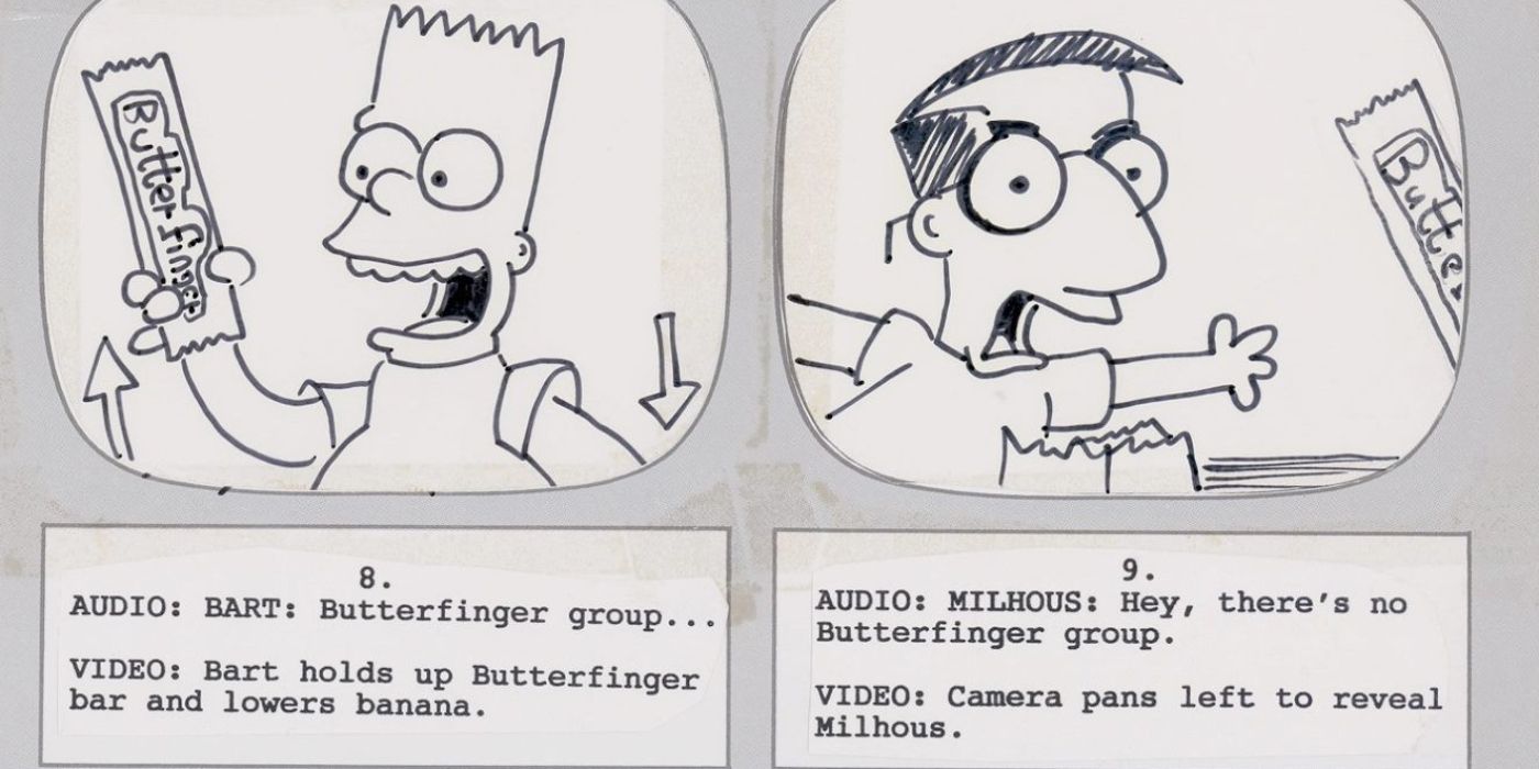 Bart Milhouse The Simpsons Butterfinger Storyboard