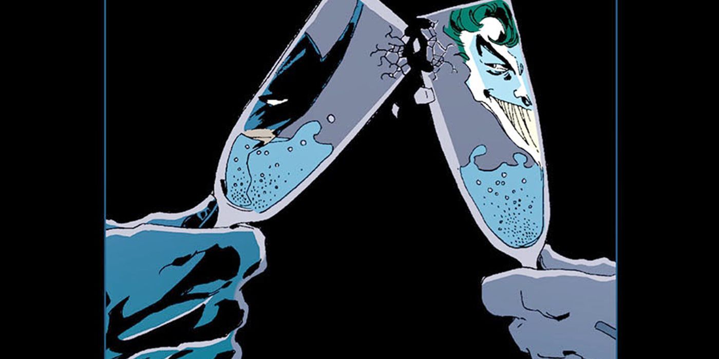 Batman and Joker toast champagne in DC Comics