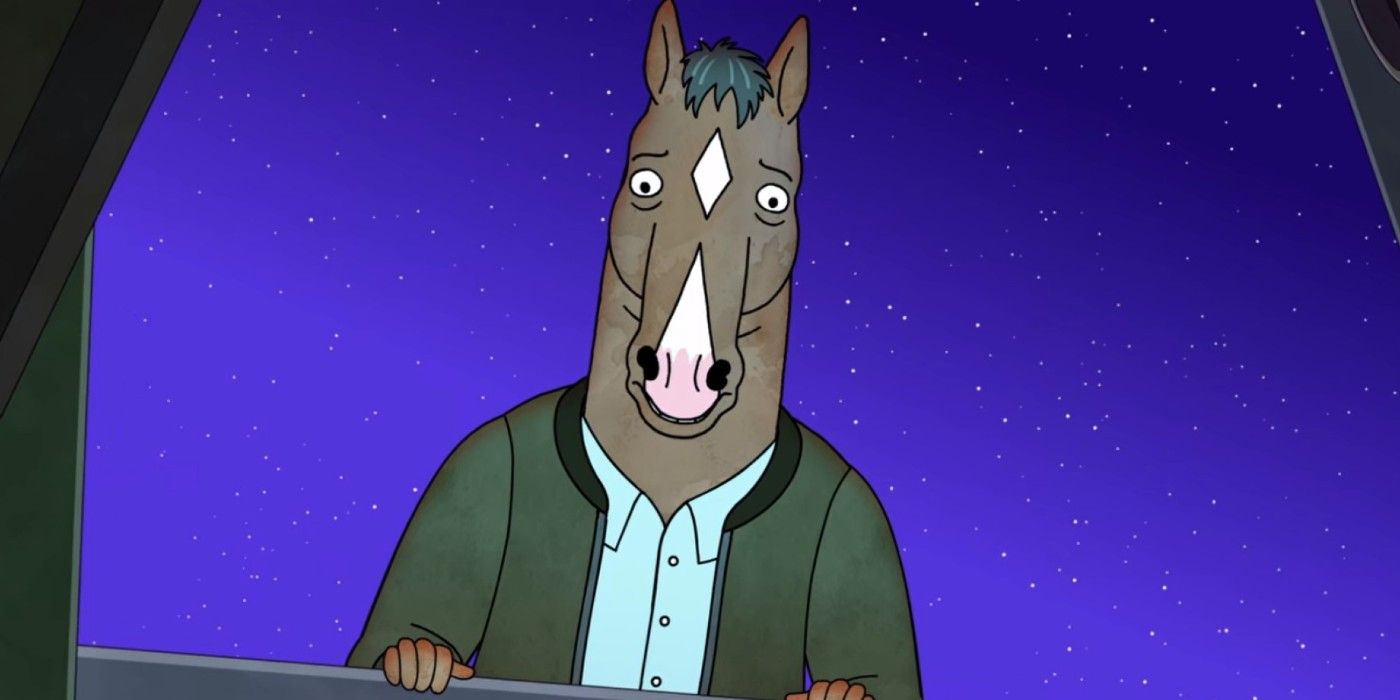 Bojack looking nervous, standing by a window in Bojack Horseman.