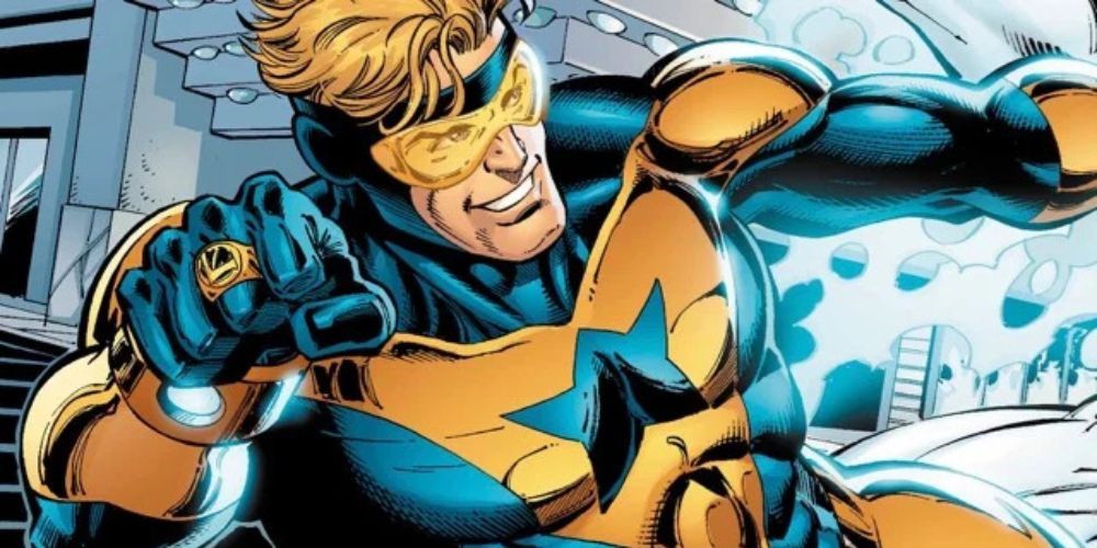 Booster Gold shows off his Legion flight ring in DC Comics.