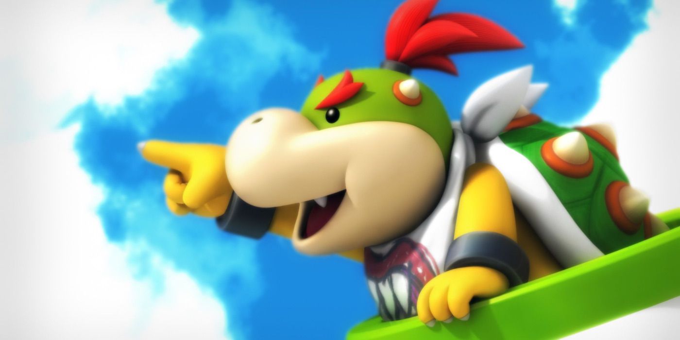 Bowser Jr. apontando para o céu