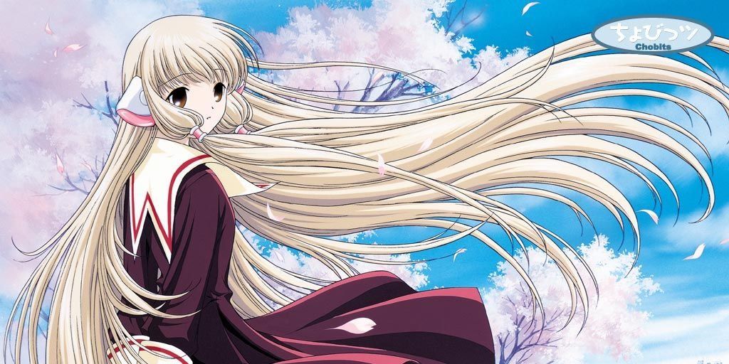 Chii from Chobits with her hair being blown around
