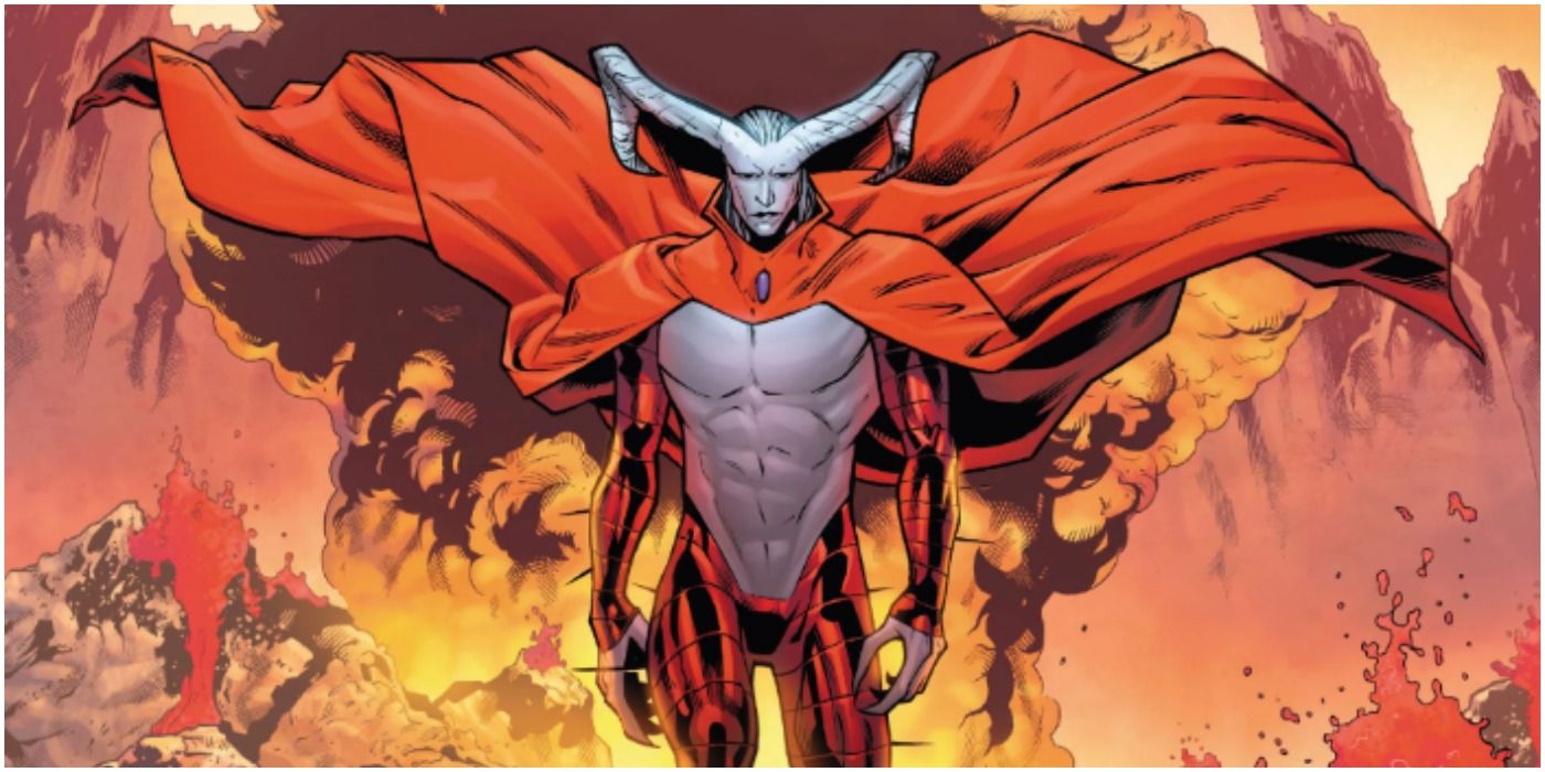Chthon in Marvel Comics, with his cape billowing behind him