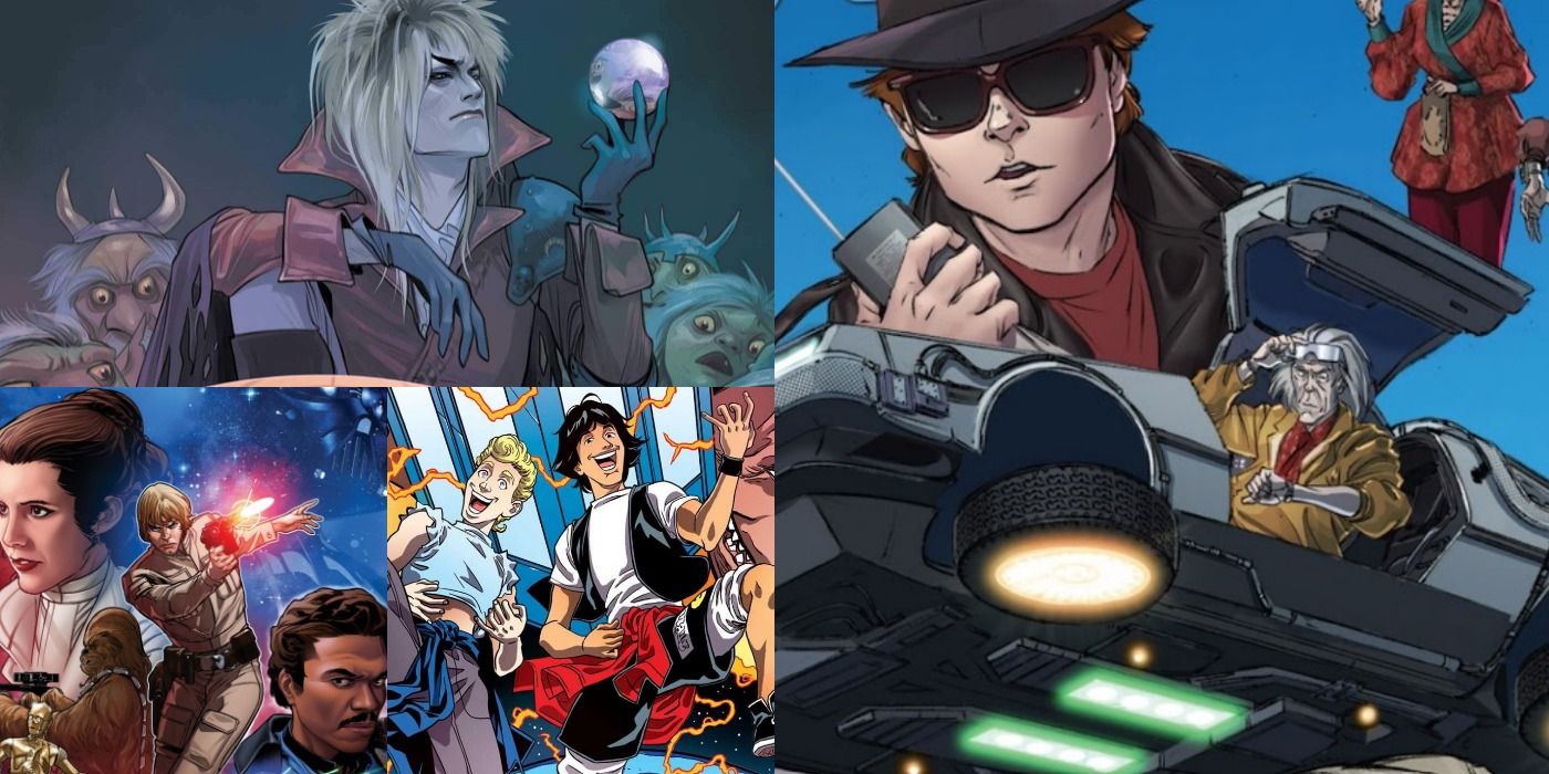 Comic adaptations of Back to the Future, Star Wars, Labyrinth, and Bill & Ted