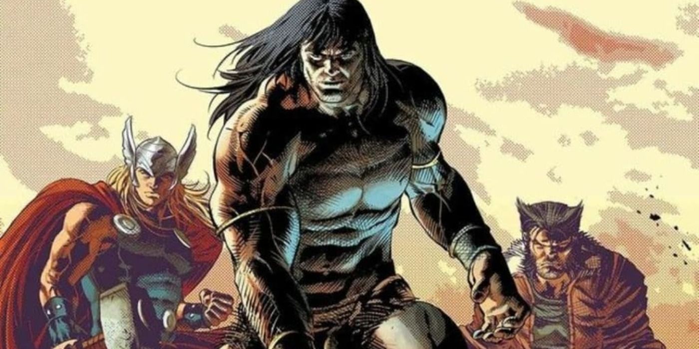 Conan the Barbarian stands beside Wolverine and Thor as a member of Marvel's Savage Avengers team lineup.