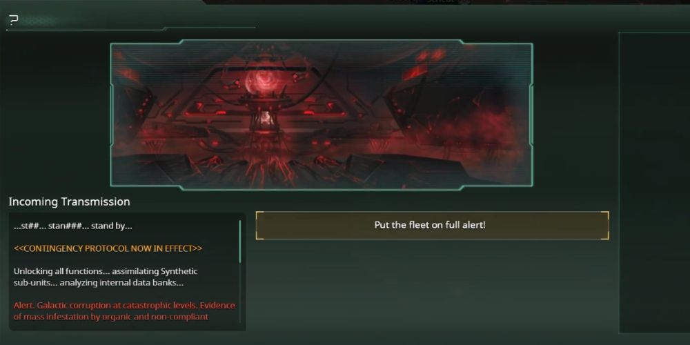 The Contingency announcing their intention to wipe out all life in Stellaris game