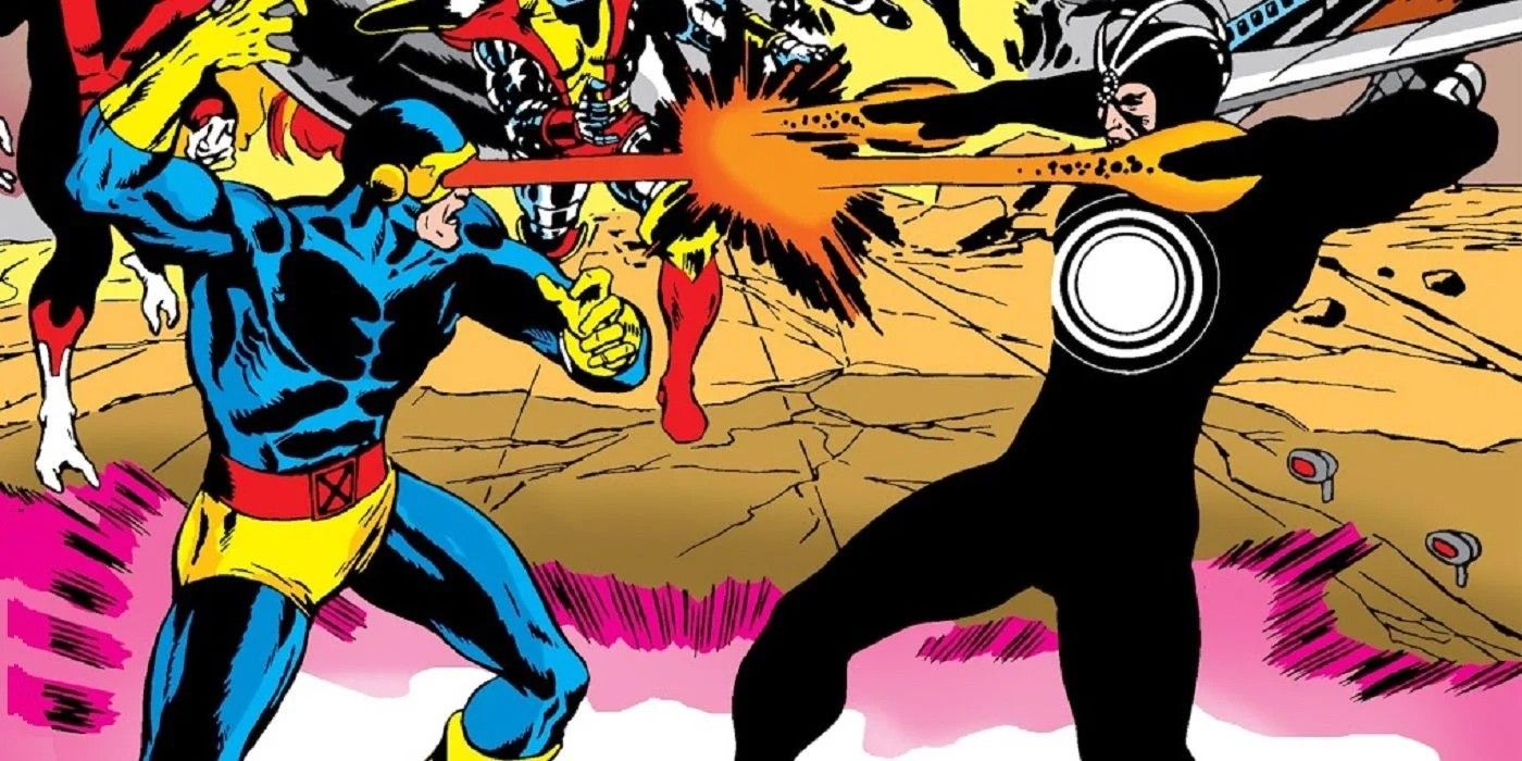 Marvel Comics' Cyclops and Havok Fight while the X-men look on