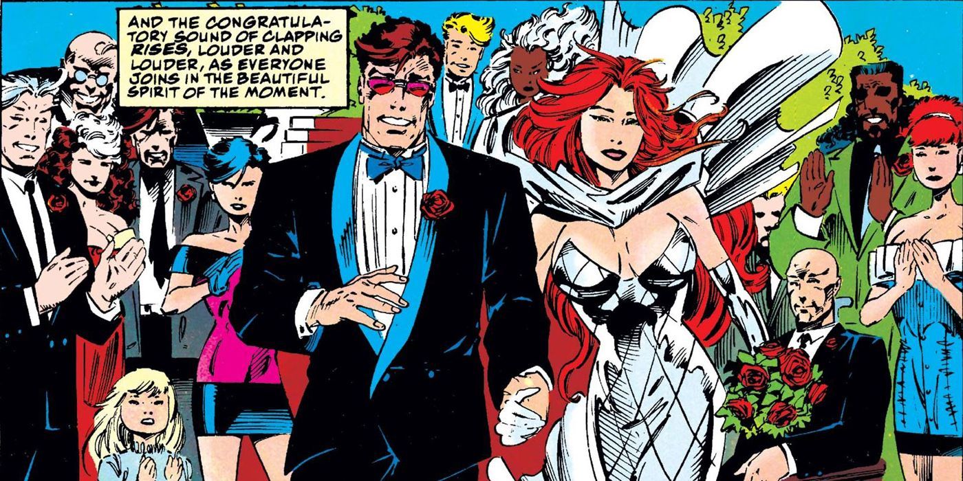 Cyclops and Jean Grey get married with many onlookers