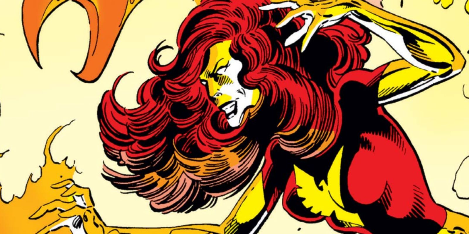 Jean Grey summons flames as the Dark Phoenix.