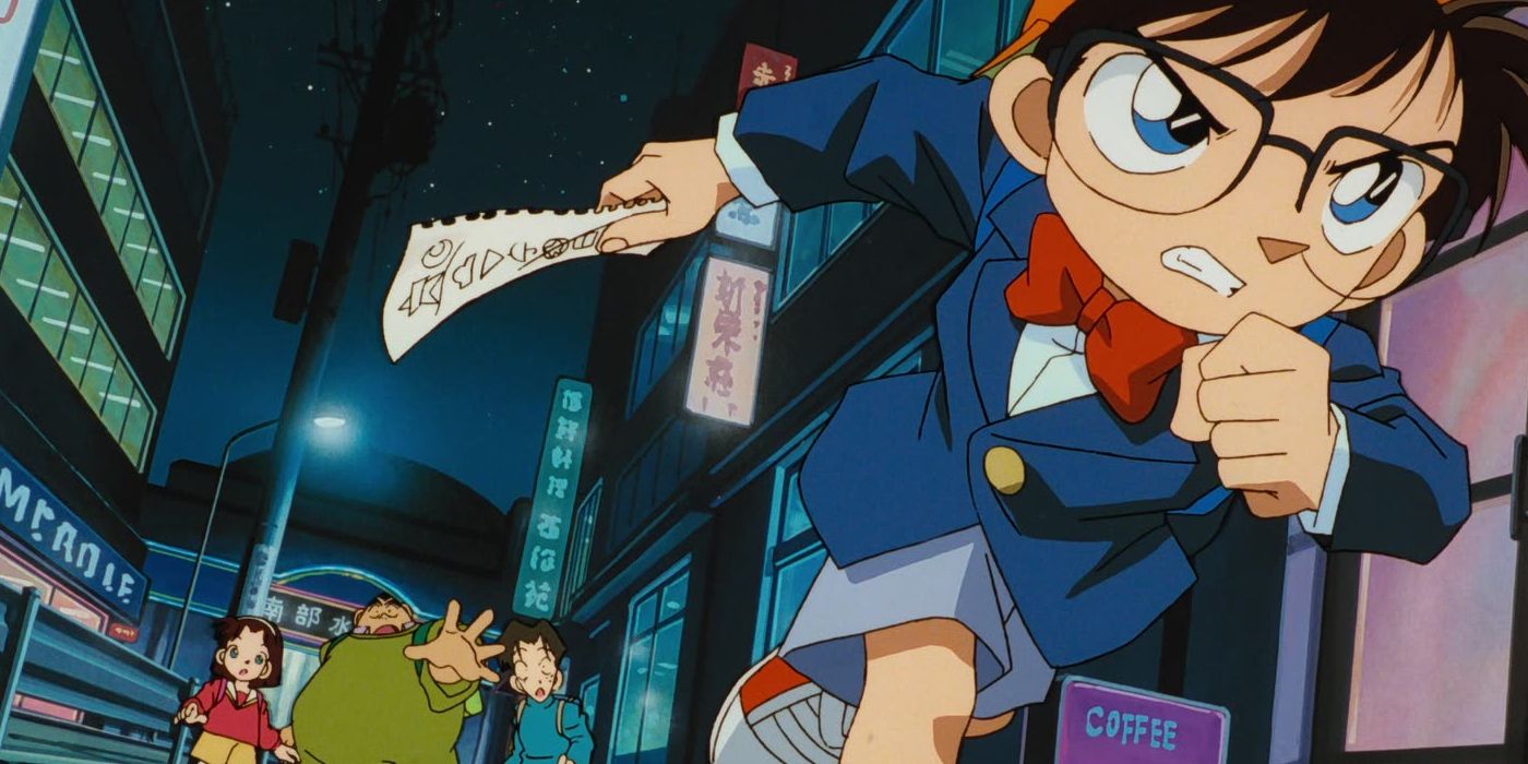 Shinichi Kudo runs away with a clue in Detective Conan/Case Closed