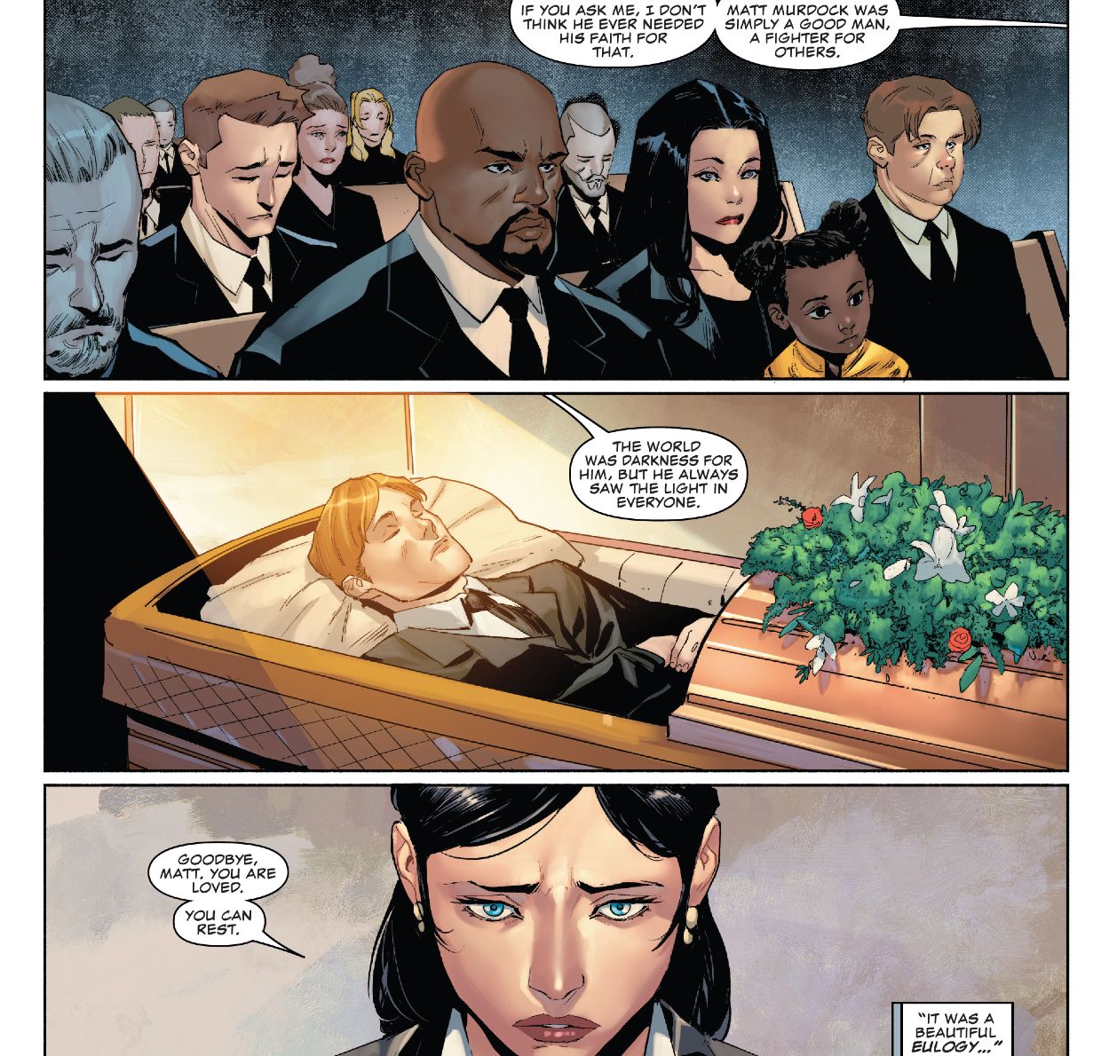 Matt Murdock's funeral in Devil's Reign Omega # 1