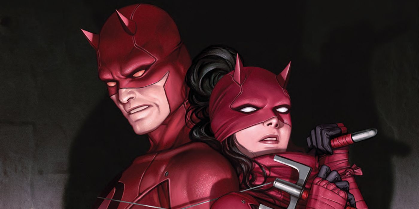 Daredevil stands with Elektra in Devil's Reign Omega in Marvel Comics