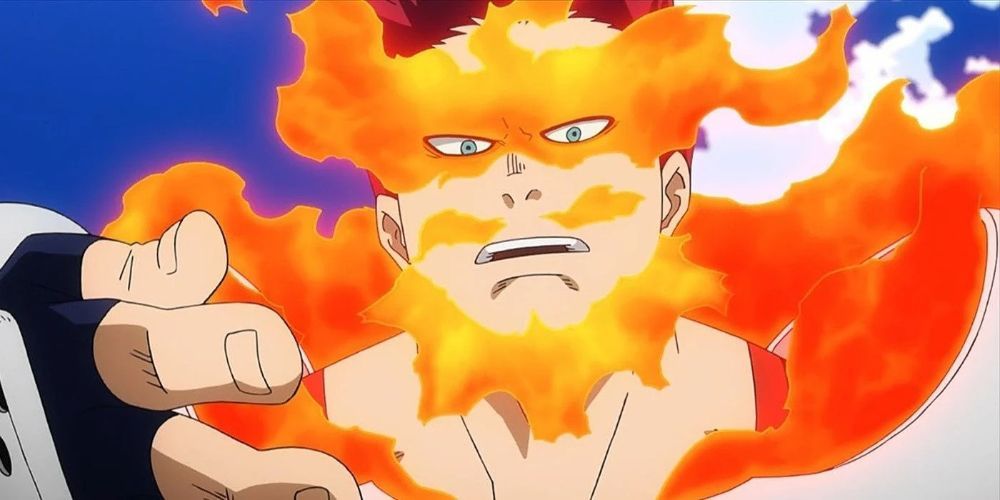 Endeavor holds out his hand in My Hero Academia.