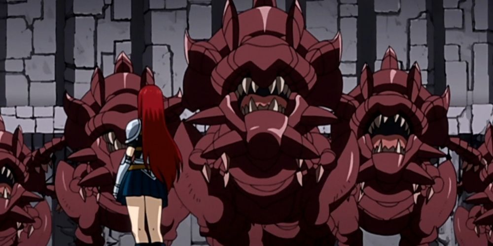 Erza vs 100 monsters in the Grand Magic Games in Fairy Tail