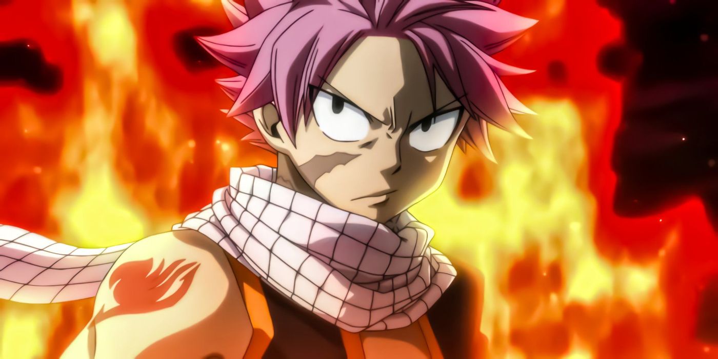 Fairy Tail's Natsu Dragneel surrounded by fire.