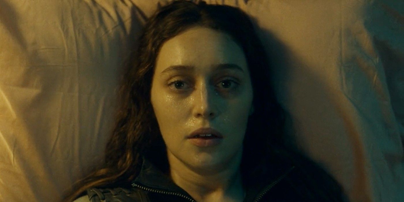 Fear the Walking Dead Alicia lying on a pillow looking very sick