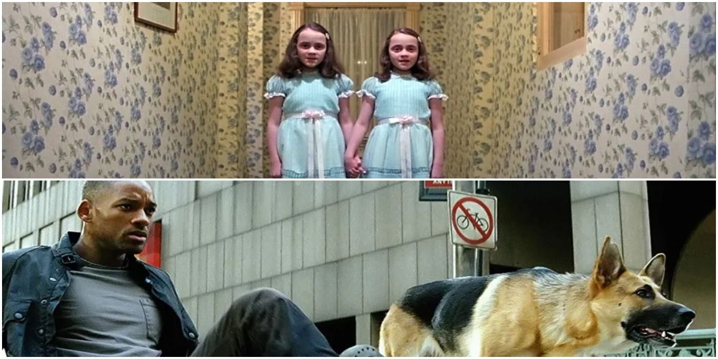 A split image of The Shining and I Am Legend