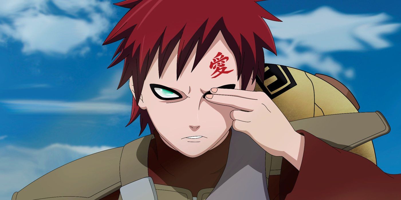 Gaara holding his eye in Naruto.